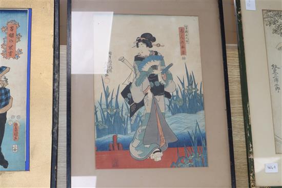 Japanese School, 6 assorted woodblock prints, largest 36 x 24cm